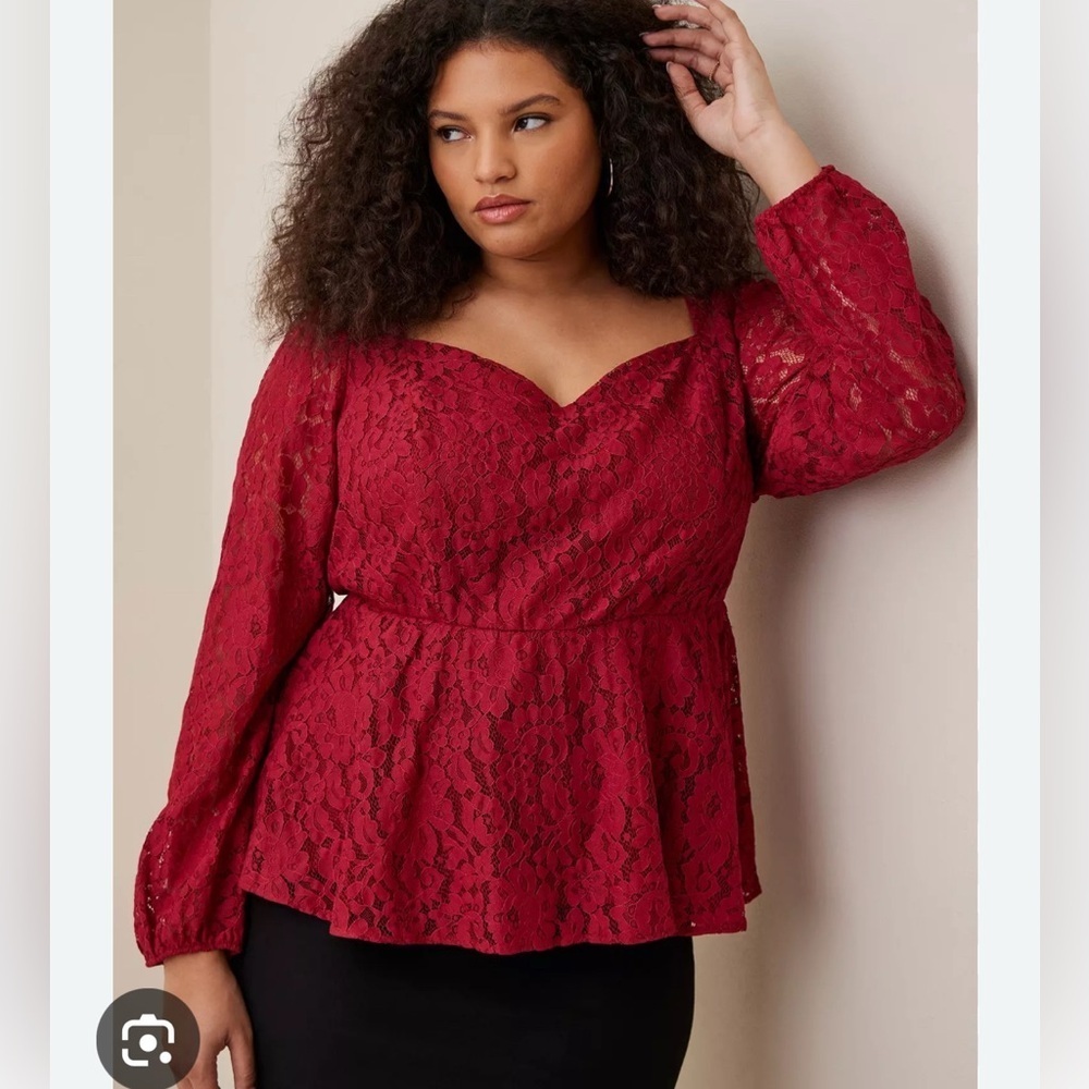 Torrid peplum long puff sleeve lace top blouse 5X 28 5 new NWT